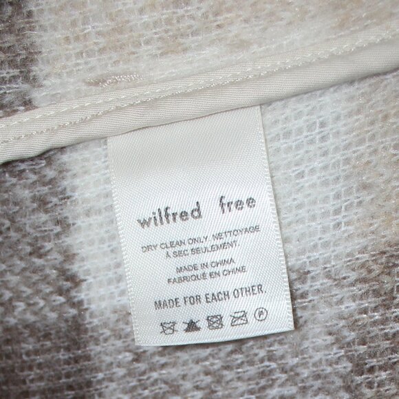 Aritzia Wilfred Free Midi Wool blend Plaid Ganna Jacket Long Black Beige SZ S - Picture 7 of 8